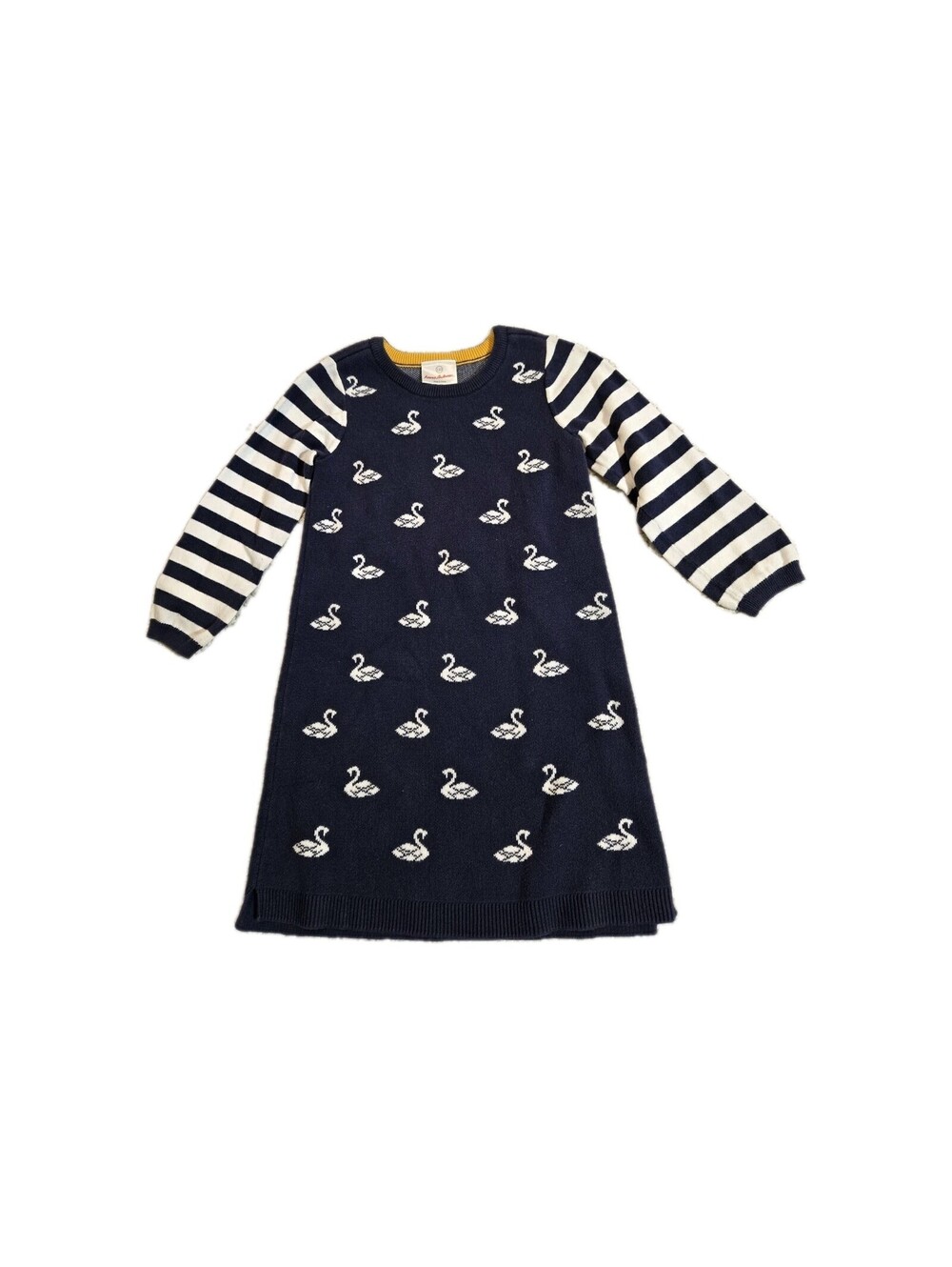 hannah anderson girls sweater dress 110 Featuring White Swan Pattern Striped...